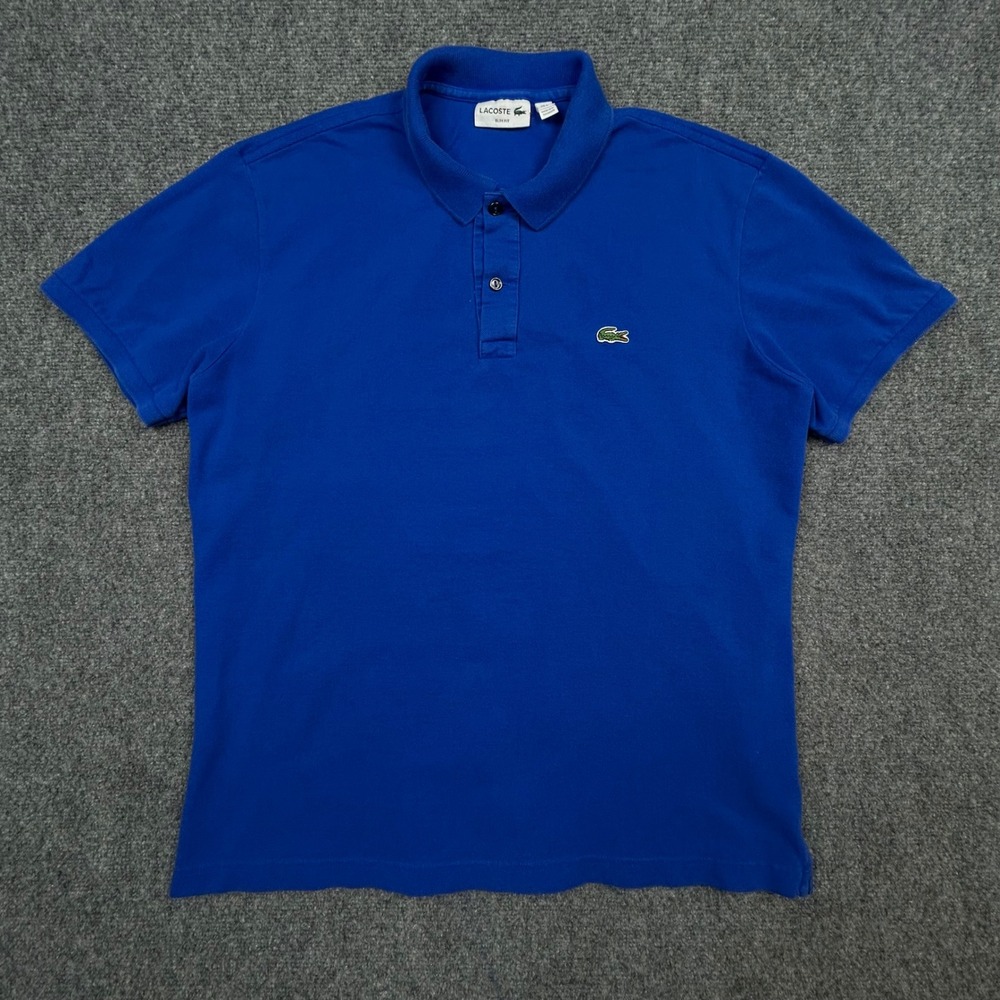 Lacoste Polo Shirt Mens XXL Blue Slim Fit Pique Cotton FA10614 Preppy Sporty